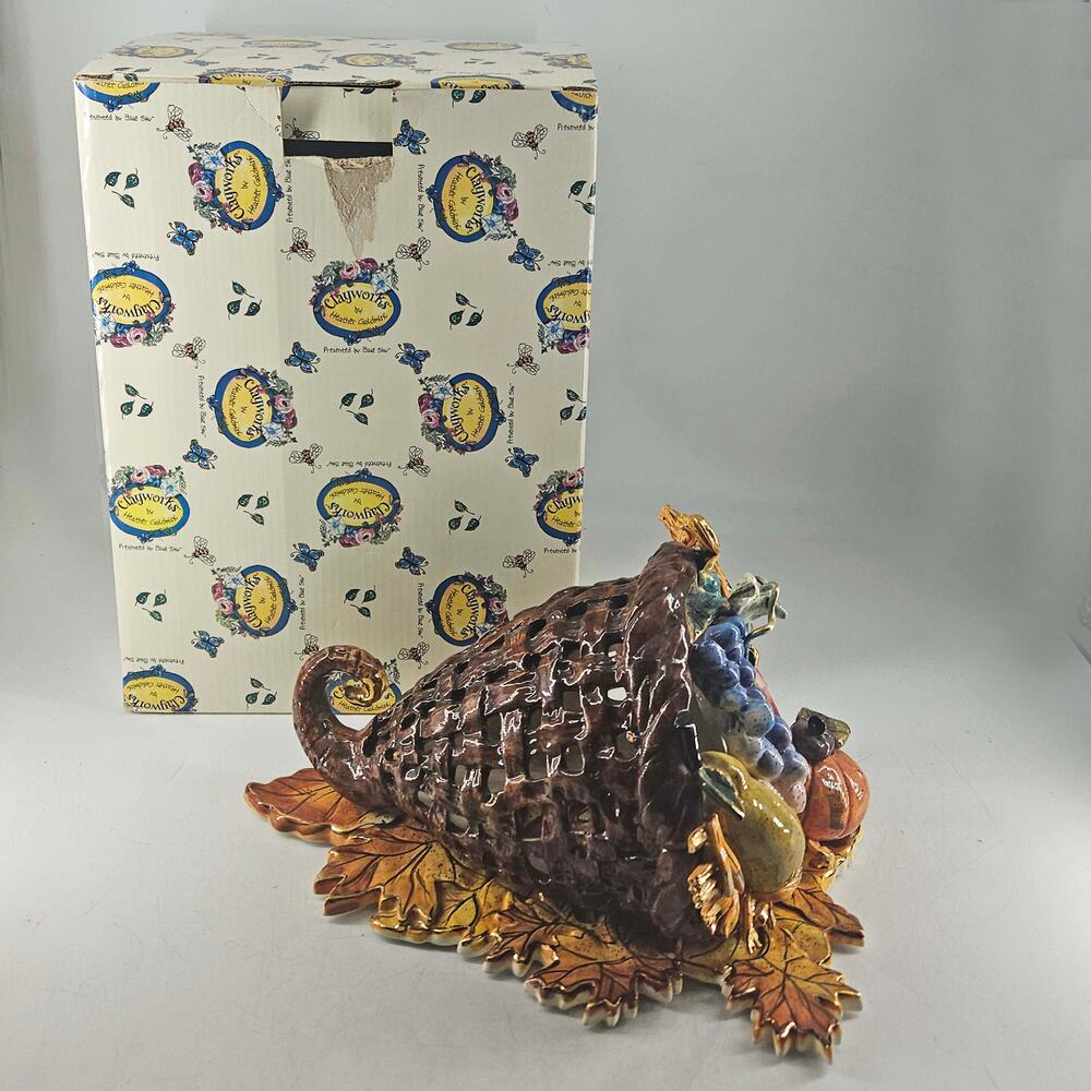 Heather Goldminc Blue Sky Clayworks Cornucopia Leaves Underplate New never used